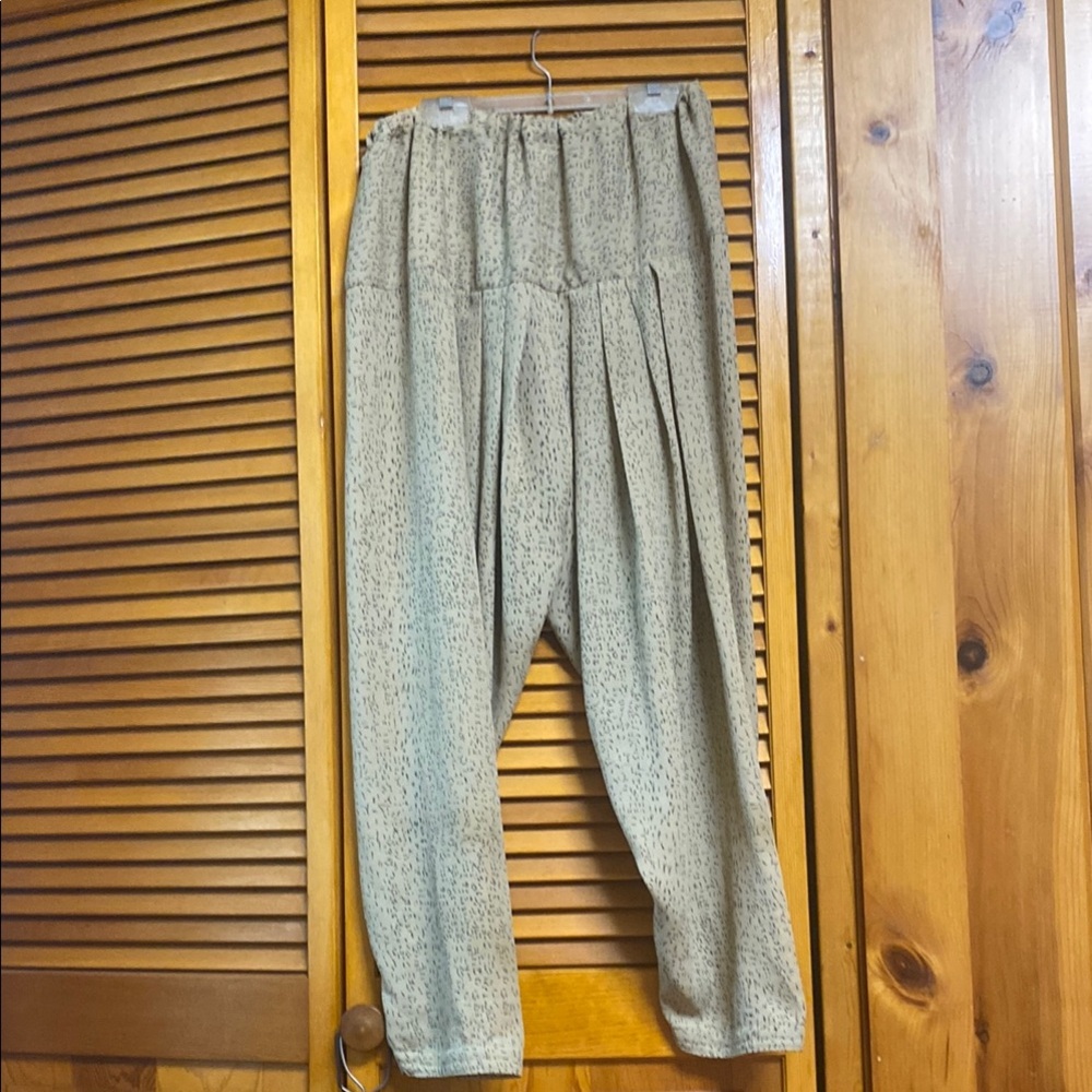 Tan and Black Track Pants with Elastic Waistband rubber around waist